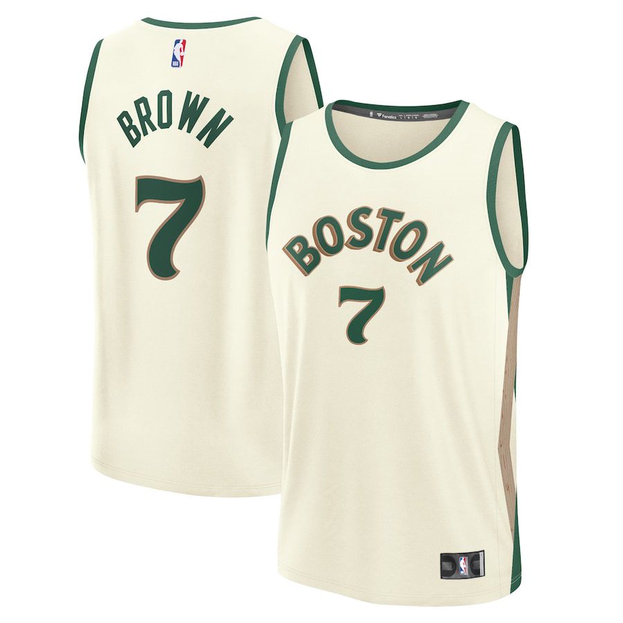 Men Boston Celtics #7 Jaylen Brown Fanatics Branded White City Edition 2023-24 Fast Break NBA Jersey